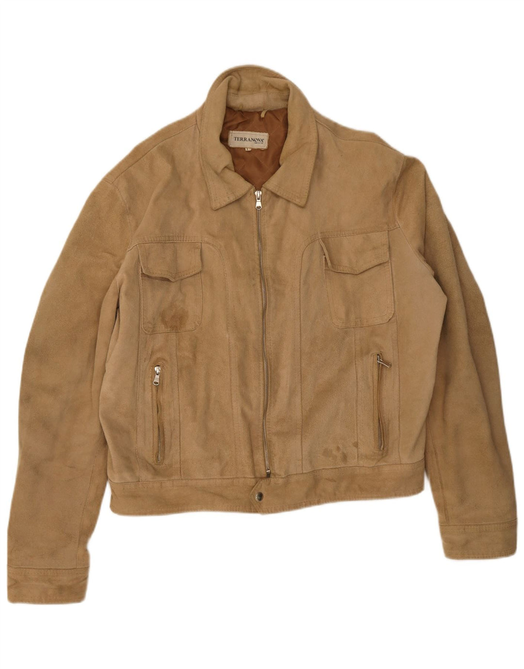 Terranova Herren Bomber Wildlederjacke UK 40 Large Beige