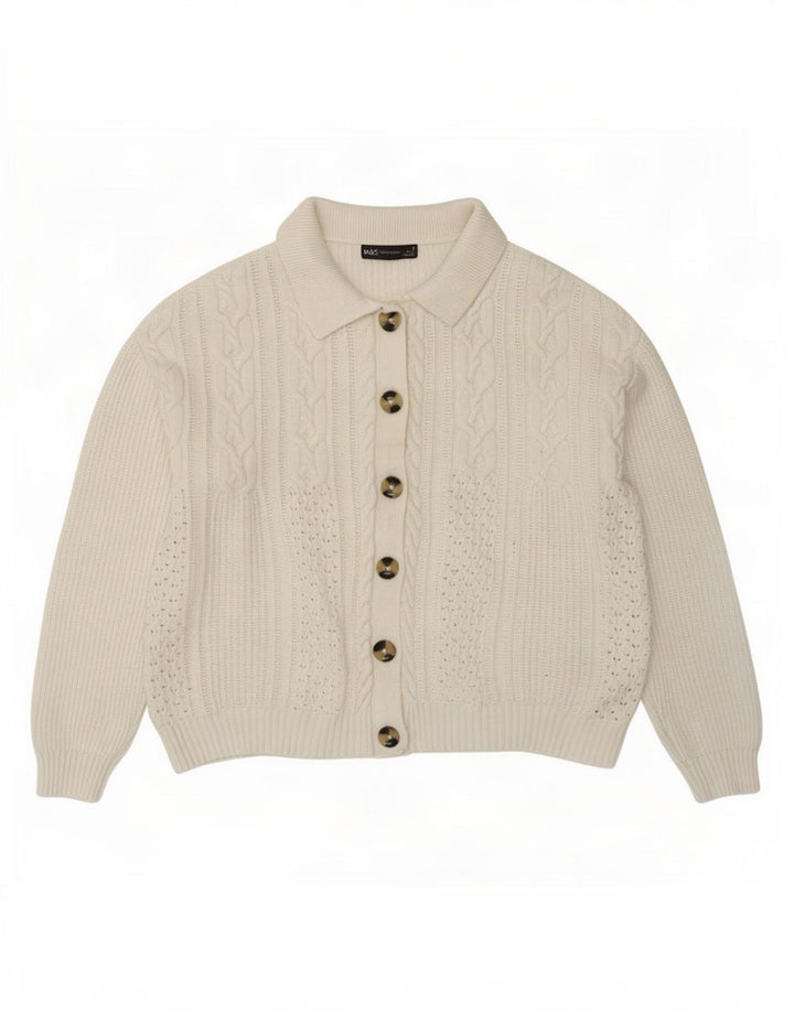 Marks & Spencer Damen-Cardigan-Pullover UK 14 Mittelweiße Viskose