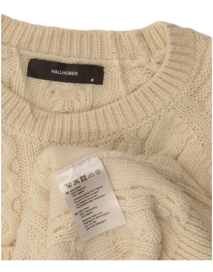 HALLHUBER Damen-Pullover mit Rundhalsausschnitt, UK 14, mittelbeige Wolle