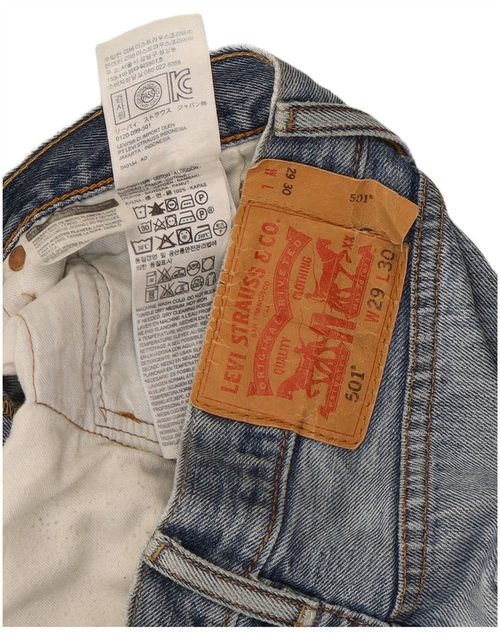 Levi's Herren 501 Straight Jeans W29 L30 Blaue Batik-Baumwolle