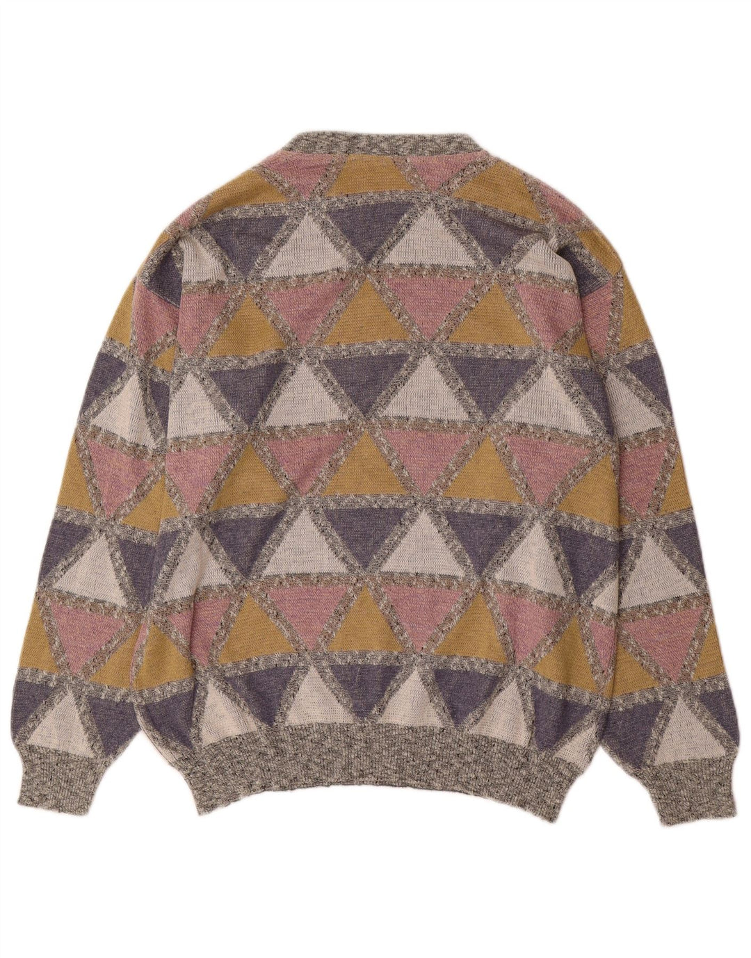 Vintage Herren Pullover mit Rundhalsausschnitt, groß, mehrfarbig, Argyle/Diamant