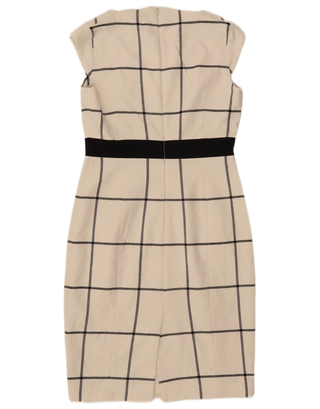 Karen Millen Damen Etuikleid UK 10 Small Off White Check Polyester