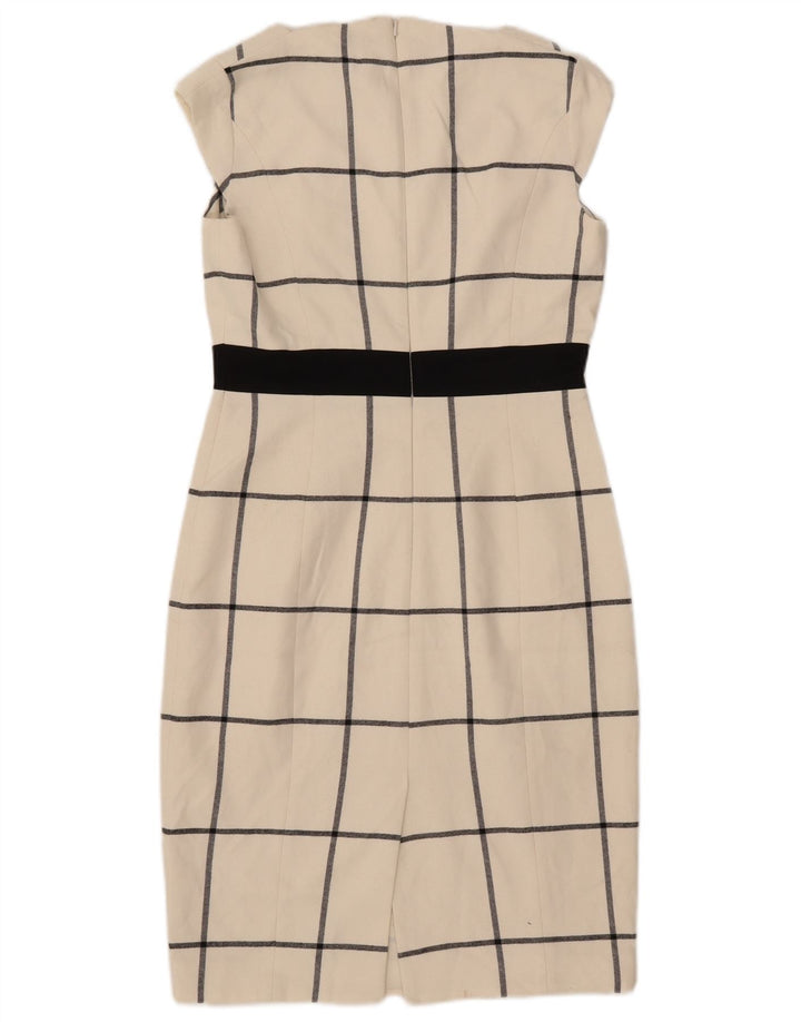 Karen Millen Damen Etuikleid UK 10 Small Off White Check Polyester