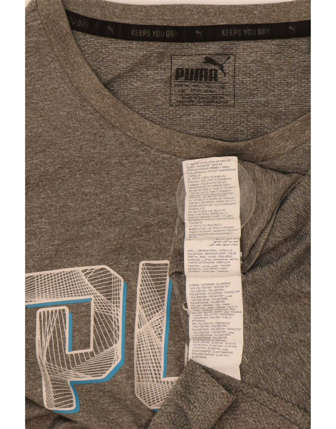 Puma Herren-T-Shirt mit Grafik, groß, grau geflecktes Polyester