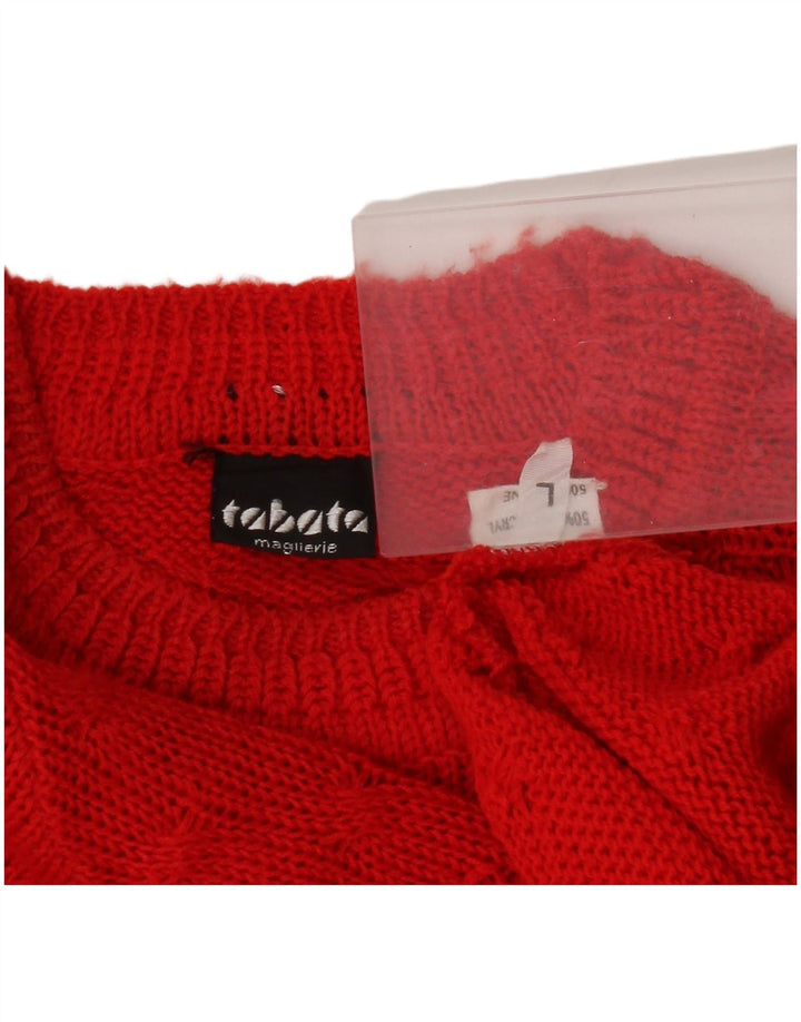 Vintage Damen Rundhalspullover Pullover UK 14 Großes rotes Polyacryl