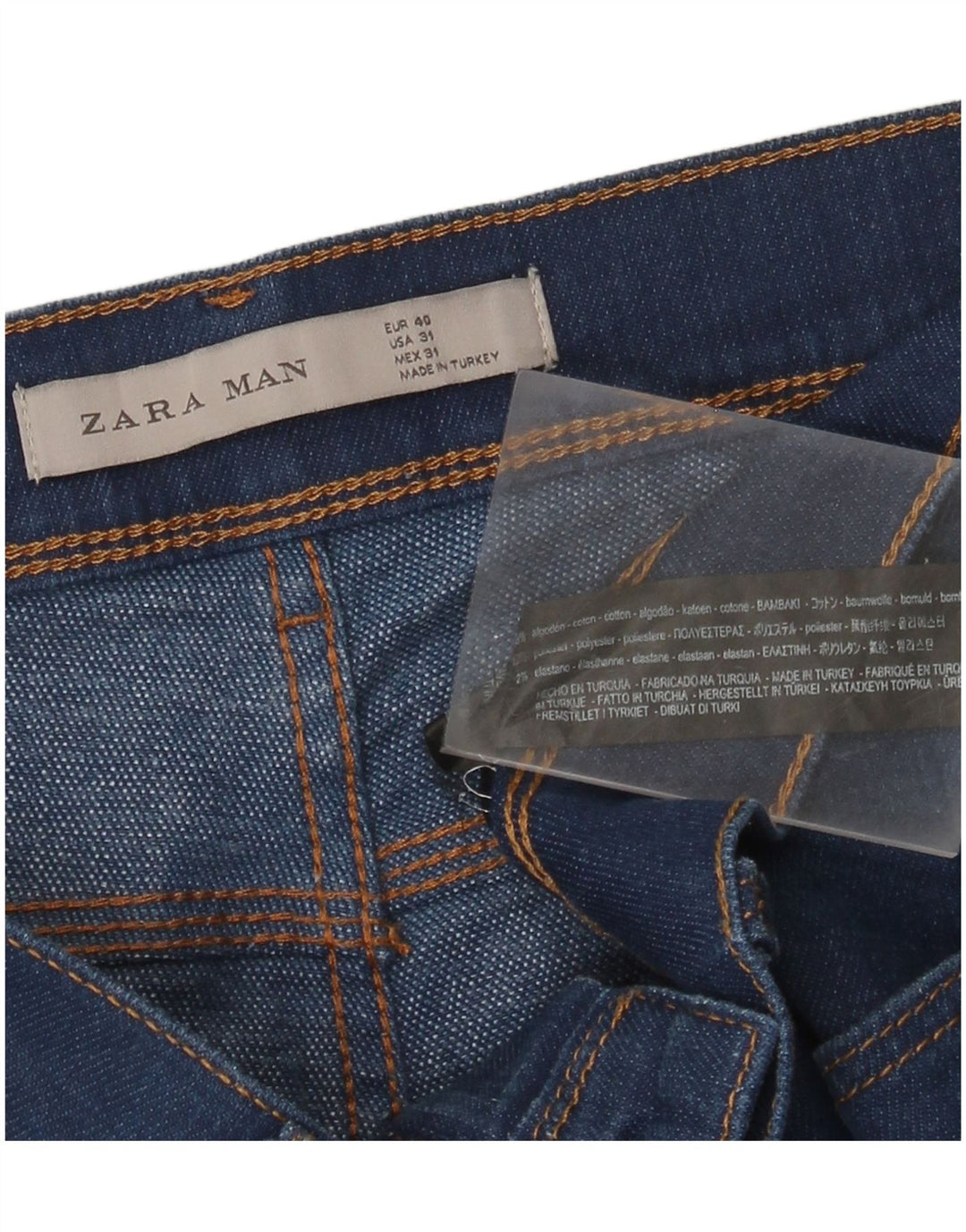 Zara Herren Slim Jeans EU 40 Medium W31 L31 Marineblau Baumwolle