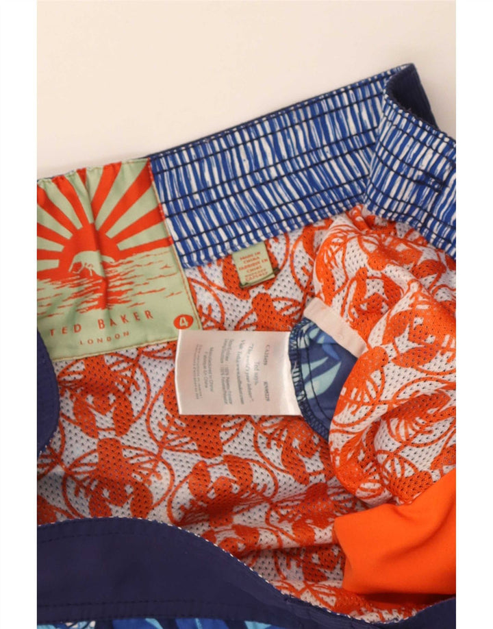 Ted Baker Herren-Badeshorts, Größe 4, groß, blau geblümt, Polyester