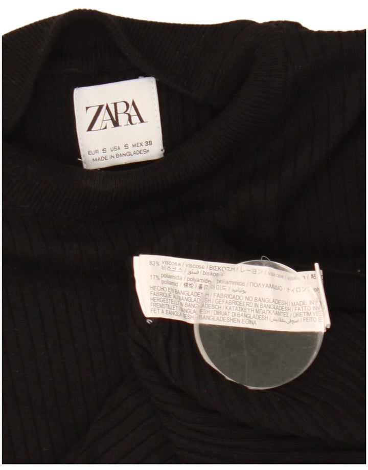 Zara Herren Rollkragenpullover Pullover Small Schwarz Viskose