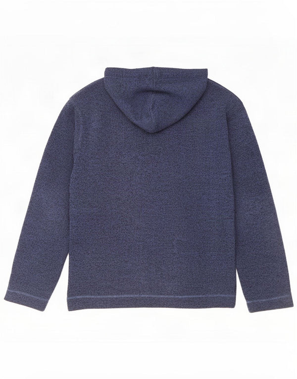 Weird Fish Mens Button Neck Hoodie Jumper Large Blue Flecked Polyester