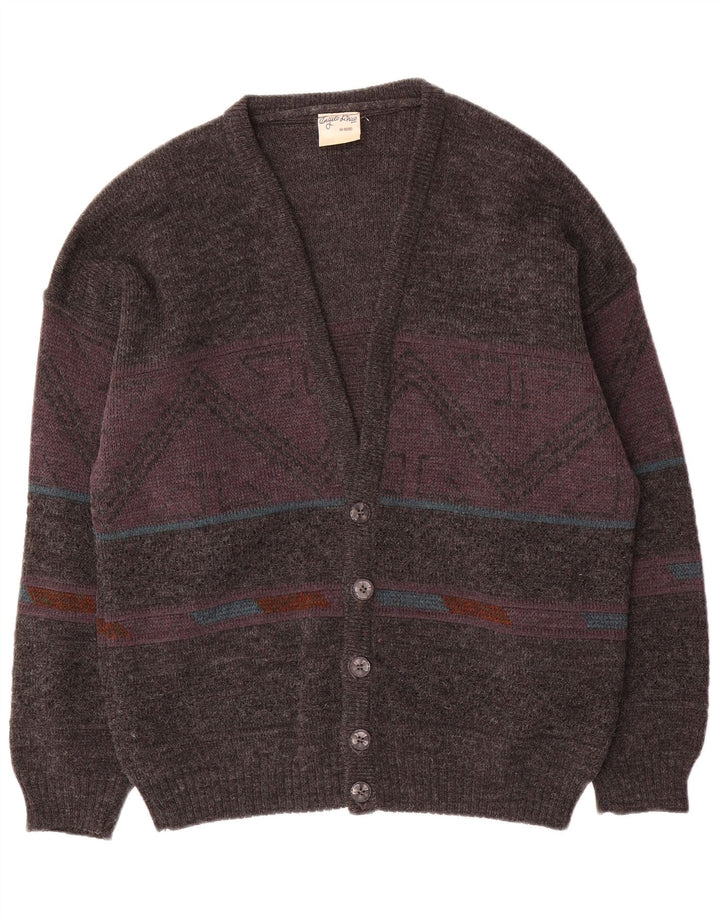 Angelo Litrico Herren-Strickjacke, EU 48/50, mittelgraues geometrisches Acryl