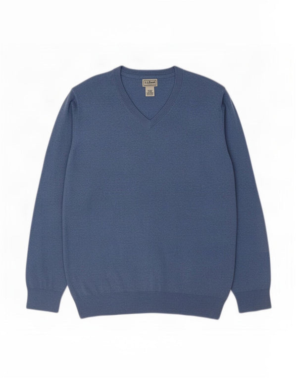 L.L.Bean Herren-Pullover mit V-Ausschnitt, XL, Baumwolle, Blau