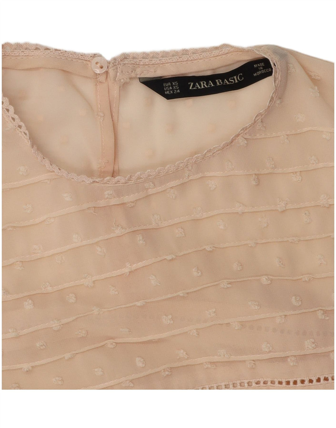 ZARA Damen Übergroßes durchsichtiges ärmelloses Blusenoberteil UK 6 XS Beige