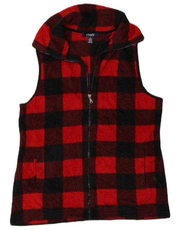 Chaps Damen-Fleeceweste UK 14 Mittelrotes Gingham-Polyester