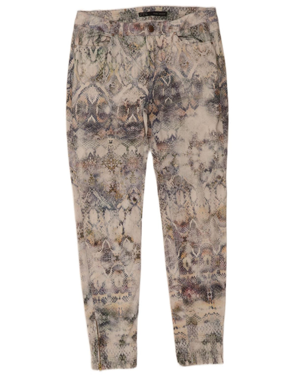 Schmale Chino-Hose für Damen von Zara, Größe M, W28, L27, mehrfarbig, mit Animal-Print