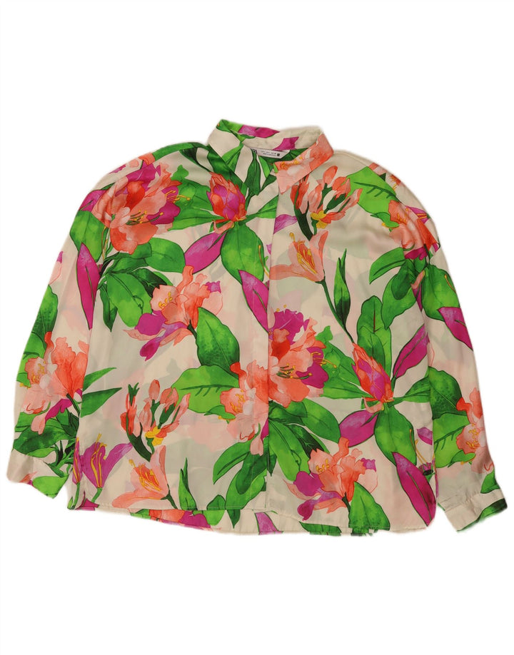Übergroße Hemdbluse für Damen von Zara, Größe 46, groß, mehrfarbig, mit Blumenmuster