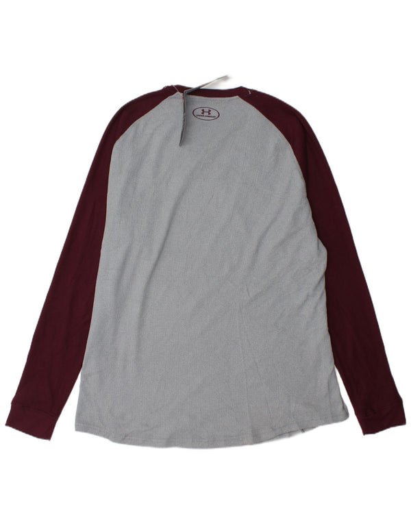 UNDER ARMOUR Herren-Oberteil, langärmlig, XL, graues Colourblock-Polyester
