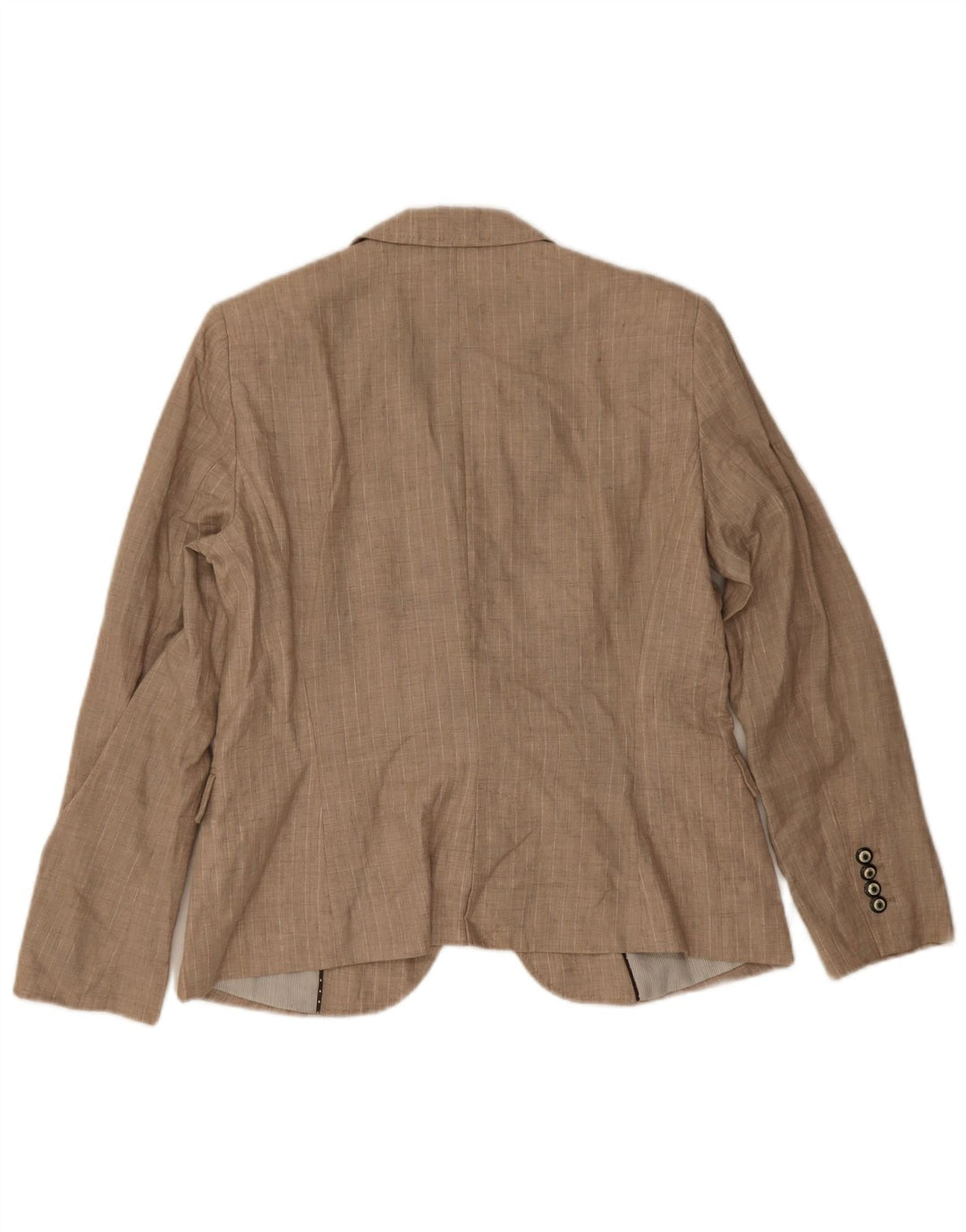 Zara Damen 1-Knopf-Blazerjacke UK 18 XL Beige Nadelstreifen Polyester