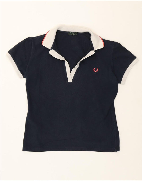Fred Perry Damen Crop Poloshirt UK 18 XL Marineblau Baumwolle
