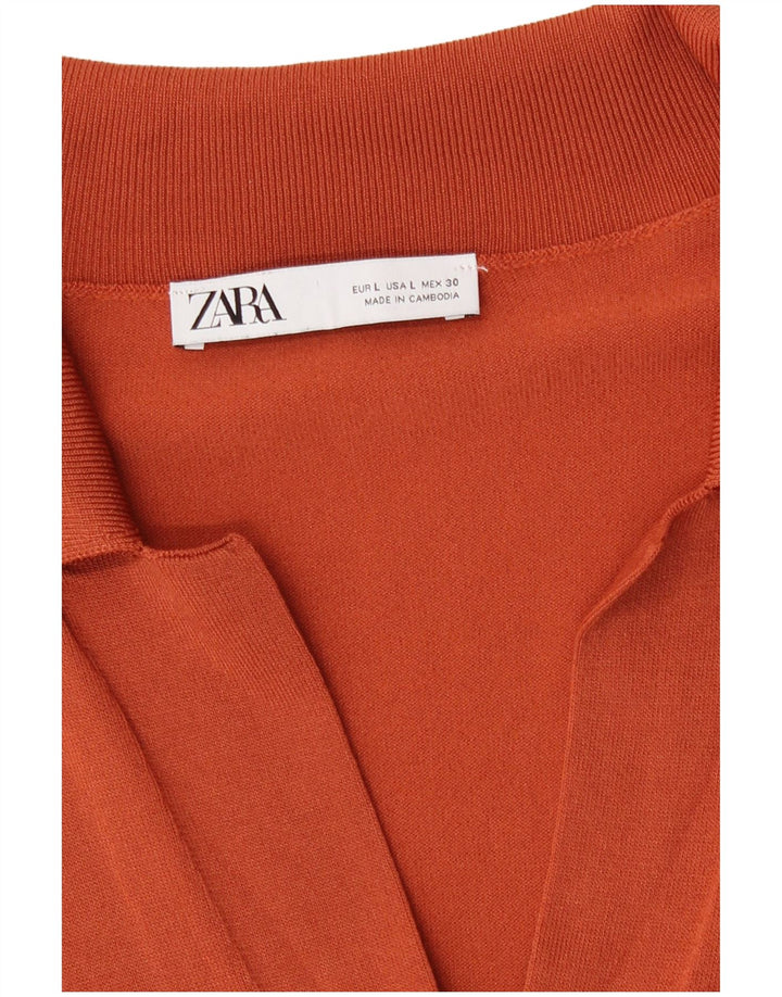 Zara Damen Longline-Cardigan-Pullover UK 14 Large Orange