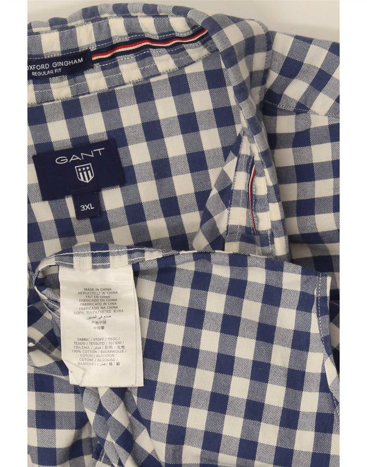 Gant Herren-Hemd mit normaler Passform, 3XL, blaues Gingham-Baumwolle