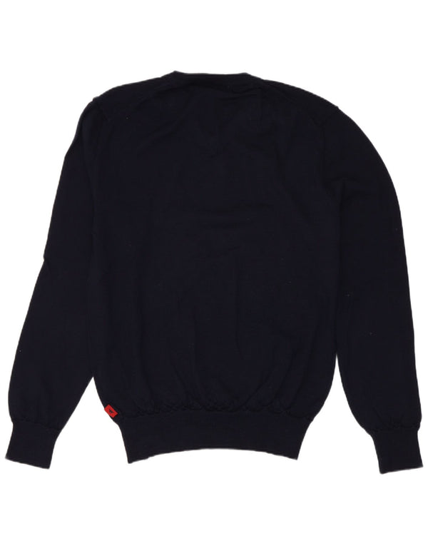 Kappa Womens V-Neck Jumper Sweater UK 12 Medium Navy Blue Merino Wool