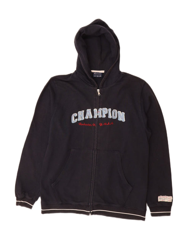 CHAMPION Jungen-Kapuzenpullover mit grafischem Reißverschluss, 13–14 Jahre, XL, Marineblau, Baumwolle