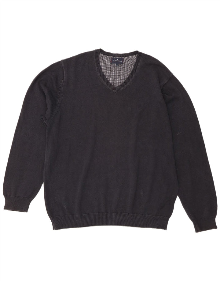 Marks & Spencer Herren Blue Harbor V-Ausschnitt Pullover Pullover XL Schwarz Baumwolle
