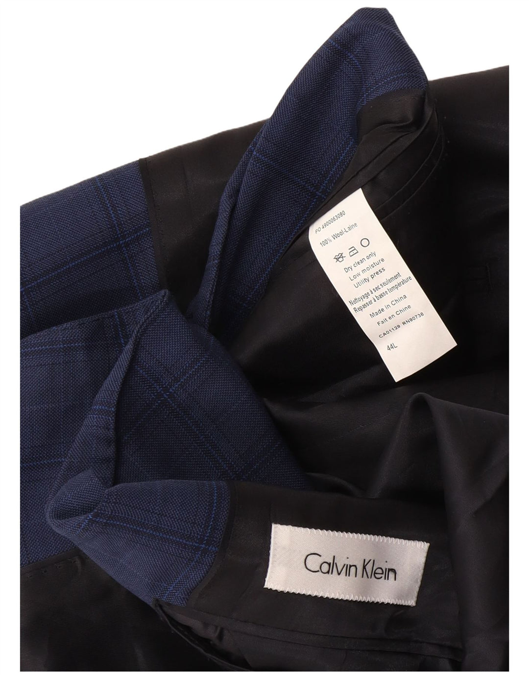Calvin Klein Jeans Herren-Blazer mit 2 Knöpfen, UK 44, 2XL, blau karierte Wolle