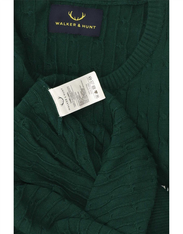 Vintage Herren-Pullover mit Rundhalsausschnitt, mittelgrüne Baumwolle