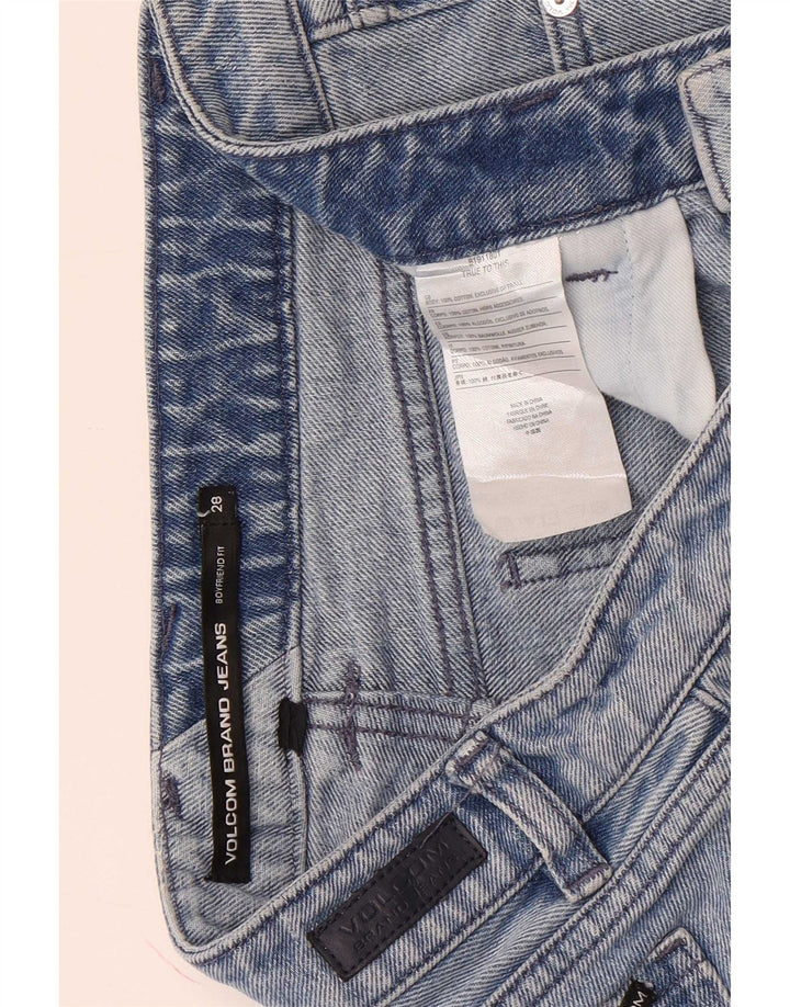 Volcom Damen Boyfriend-Jeansshorts im Distressed-Look W28 mittelblaue Baumwolle