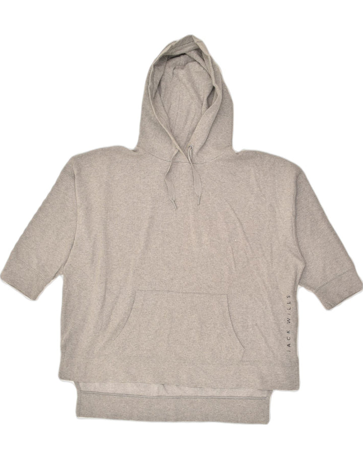 JACK WILLS Womens Oversized Short Sleeve Hoodie Jumper UK 12 Medium Grey | Vintage Jack Wills | Thrift | Second-Hand Jack Wills | Used Clothing | Messina Hembry 
