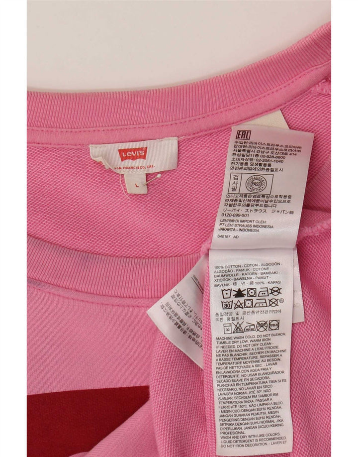 Levi's Damen-Sweatshirt mit Grafik, übergroß, Größe UK 16, Größe L, Rosa, Baumwolle