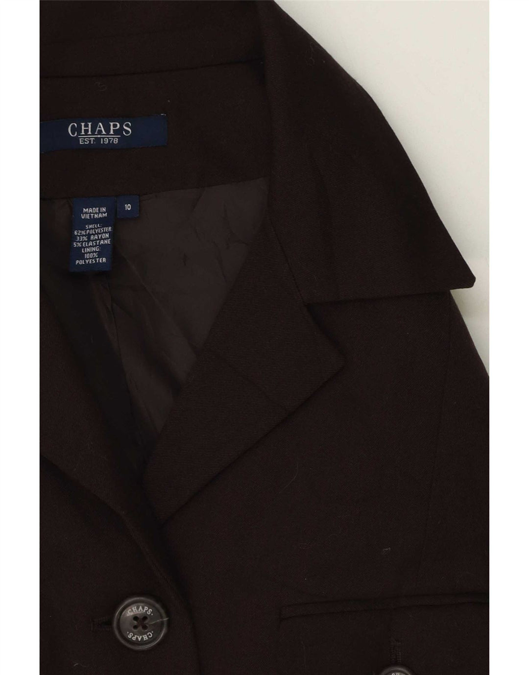 Chaps Damen-Blazerjacke mit 5 Knöpfen, US 10, Größe L, braun, Polyester