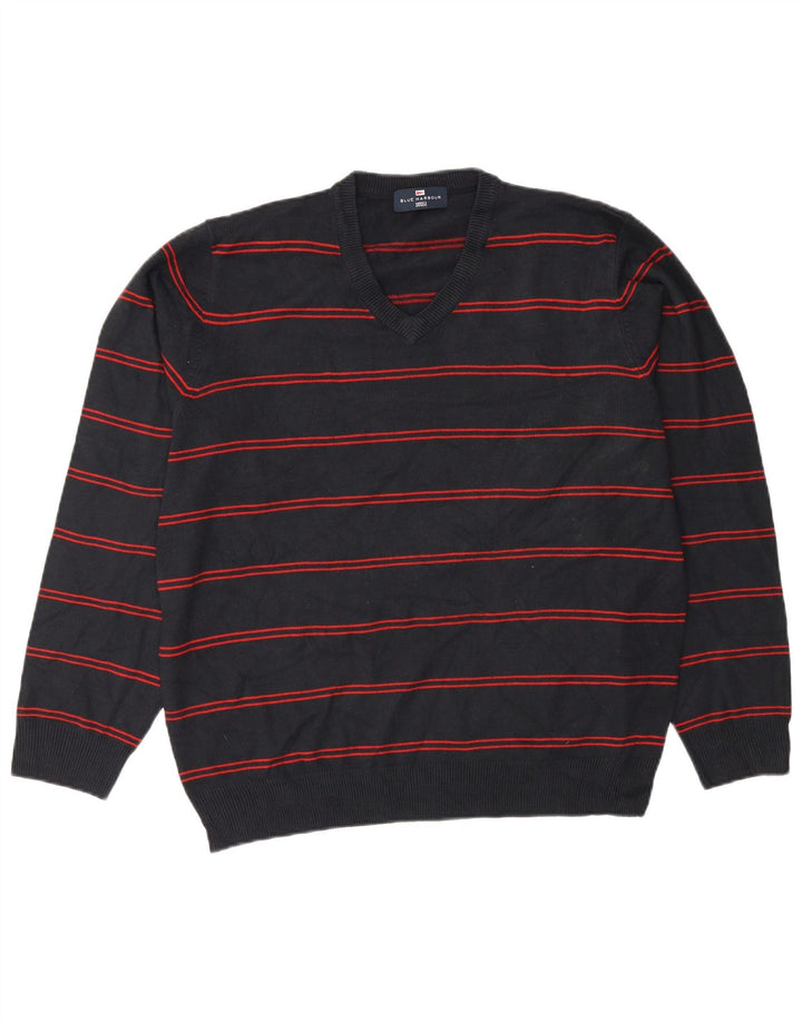 Marks & Spencer Herren Blue Harbour Pullover mit V-Ausschnitt, Größe L, Marineblau