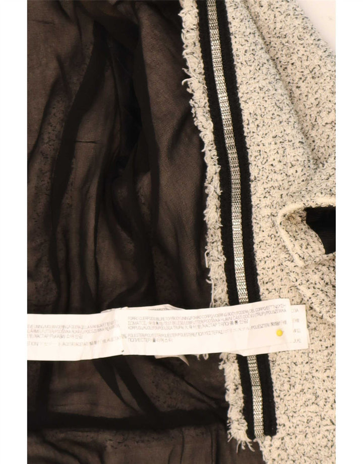 Zara Damen-Blazer, übergroß, offen, Gr. 10, Größe S, Beige gefleckt