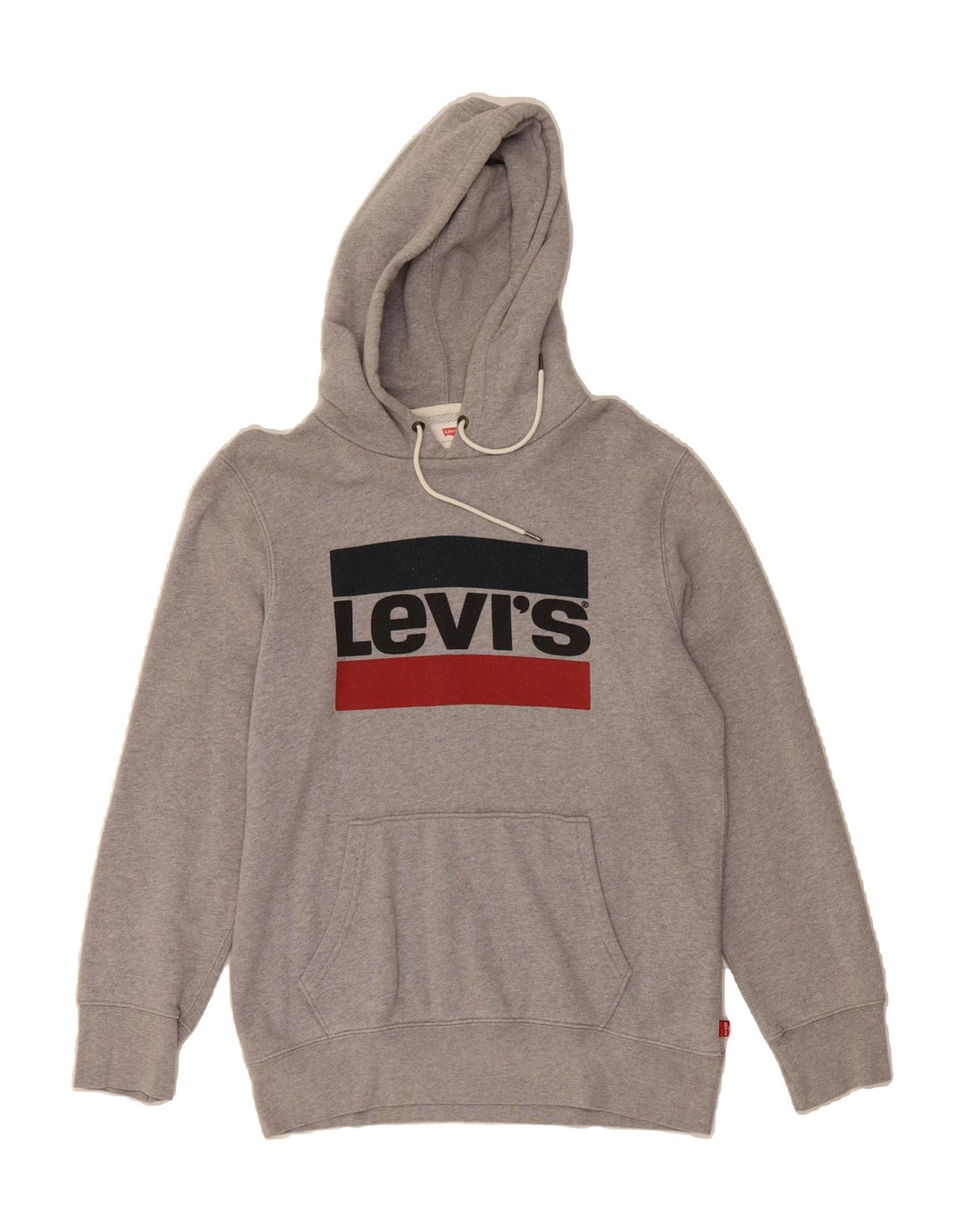 LEVI'S Mens Graphic Hoodie Jumper Small Grey Cotton Vintage Levi's and Second-Hand Levi's from Messina Hembry 