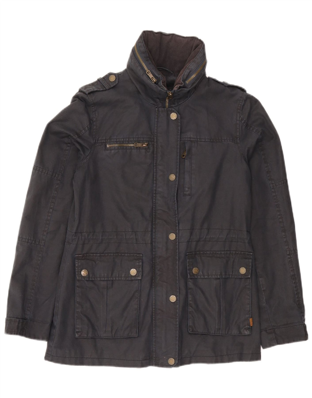 Fat Face Damen-Militärjacke mit Kapuze, Größe S, Grau, Baumwolle