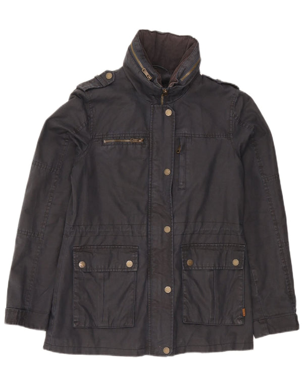 Fat Face Damen-Militärjacke mit Kapuze, Größe S, Grau, Baumwolle