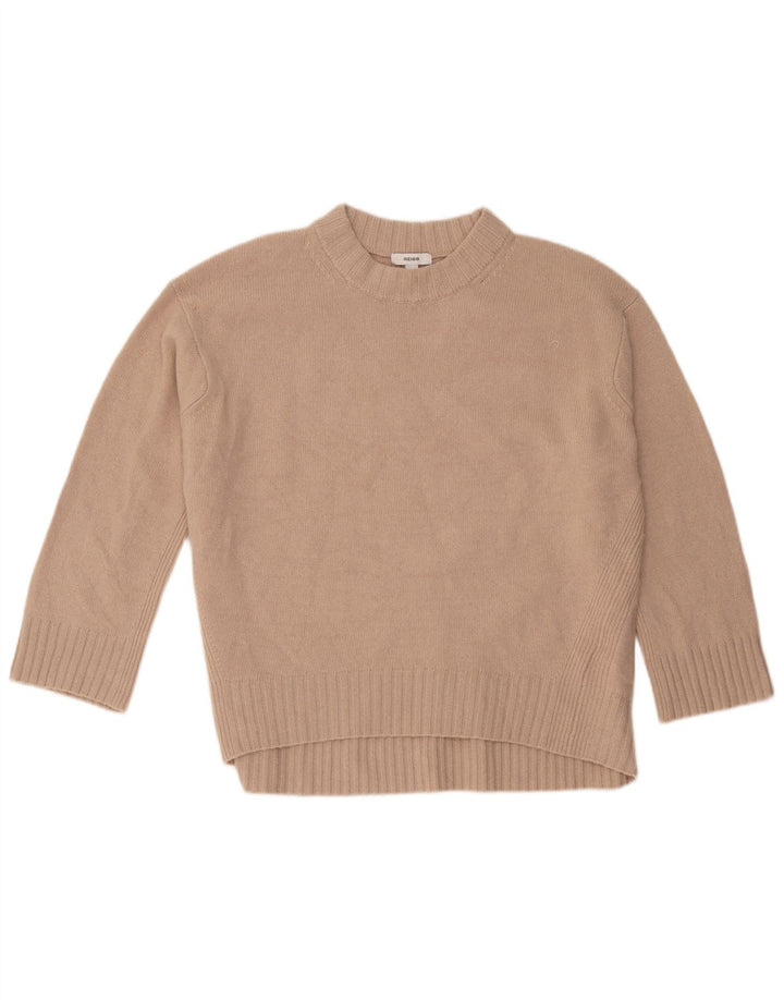 Reiss Damen-Pullover in Übergröße mit Rundhalsausschnitt, Gr. 10, Größe S, beige, Wolle