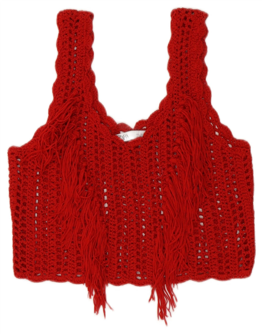 Zara Damen Häkel-Crop-Top UK 14 Large Rot
