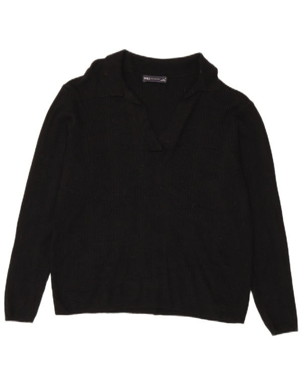 Marks & Spencer Damen Rollkragenpullover Pullover UK 18 XL Schwarze Viskose