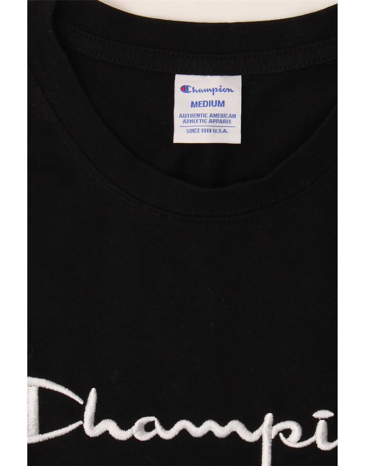 Champion Damen Grafik-T-Shirt-Oberteil UK 12 Medium Schwarz