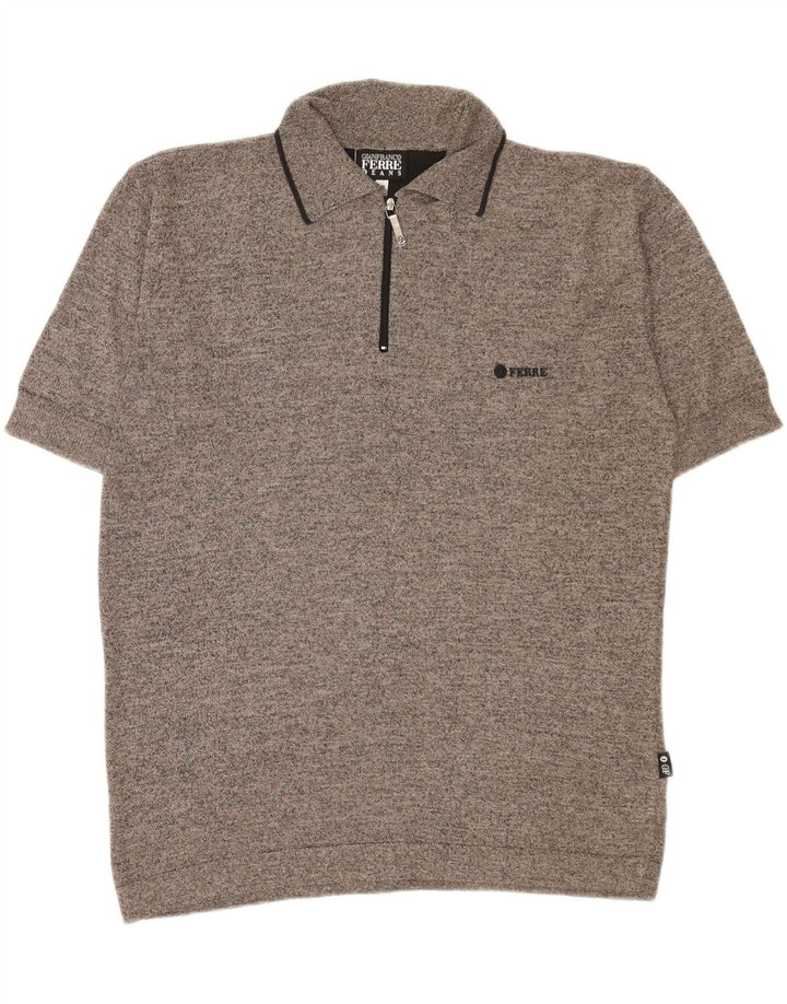 Gianfranco Ferre Herren-Pullover mit Rollkragen, mittelgrau meliert