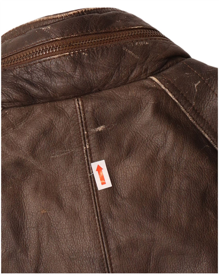 Harajuku Mother Herren Lederjacke UK 40 Großes braunes Leder