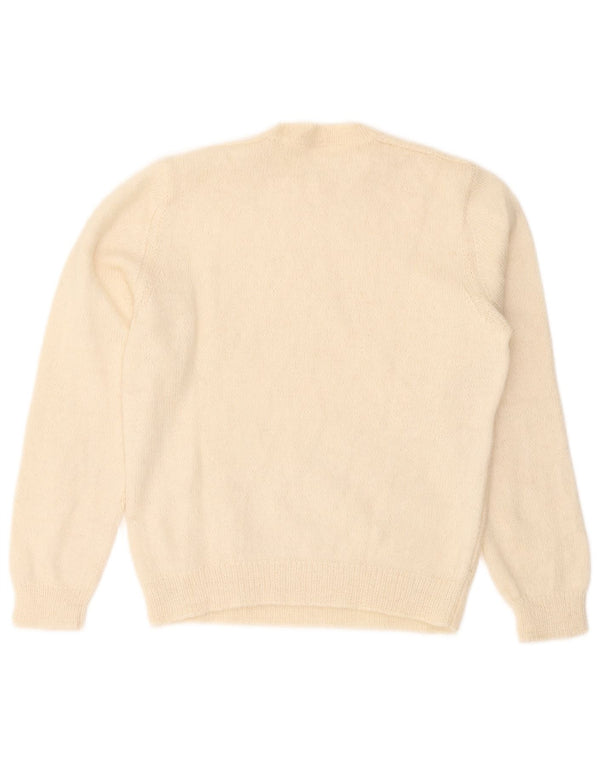 Vintage Damen Pullover mit Rundhalsausschnitt UK 14 Medium Off White
