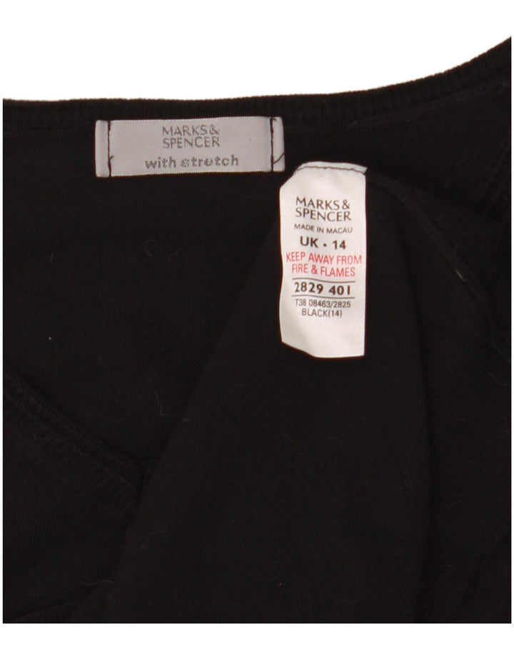 Marks & Spencer Damen Crop Pullover mit V-Ausschnitt, UK 14, Mittelschwarz
