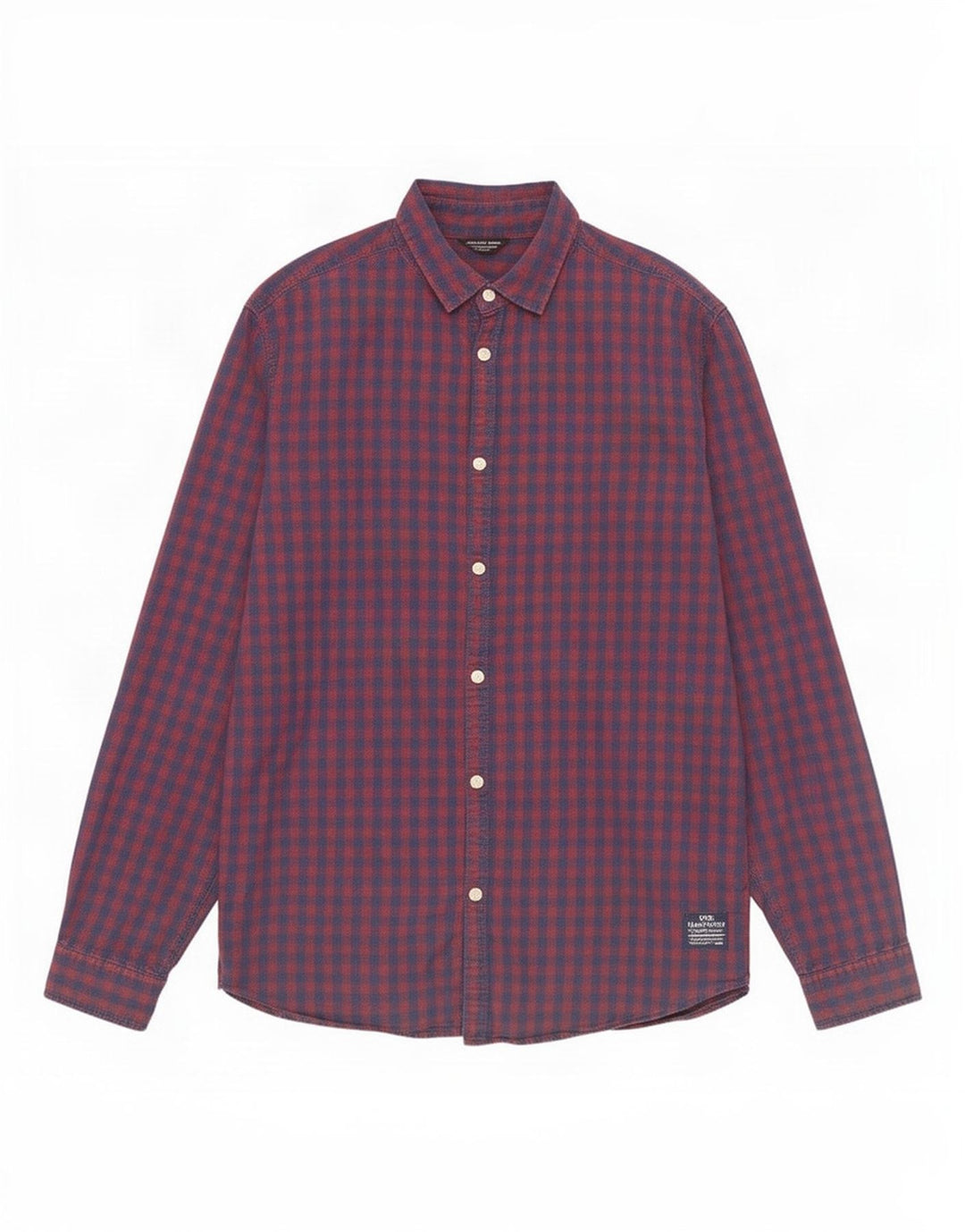 Jack & Jones Herrenhemd aus mittelroter Gingham-Baumwolle