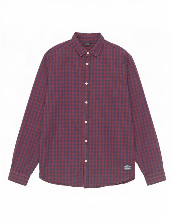 Jack & Jones Herrenhemd aus mittelroter Gingham-Baumwolle