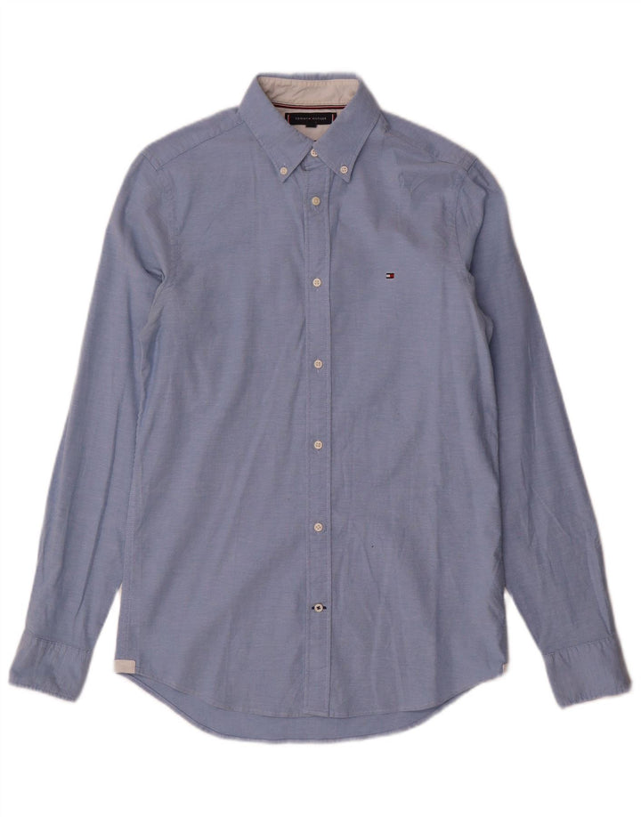 Tommy Hilfiger Herren-Slim-Fit-Hemd, klein, aus blauer Baumwolle