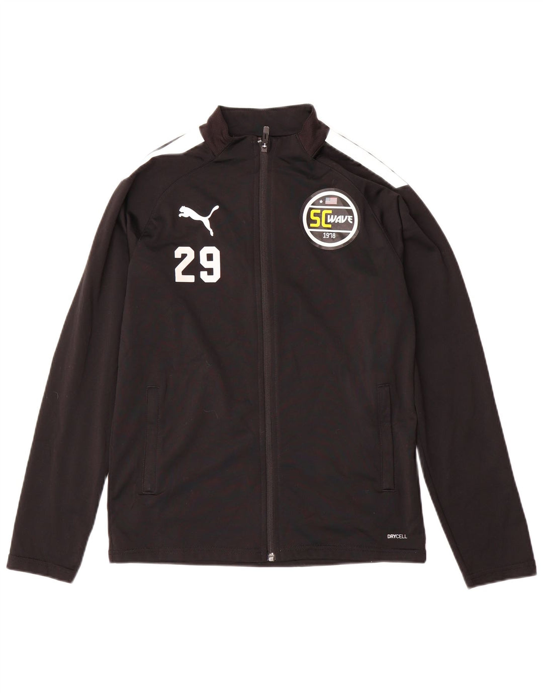 PUMA Jungen-Trainingsanzug, Top-Jacke, 13–14 Jahre, schwarzes Farbblock-Polyester
